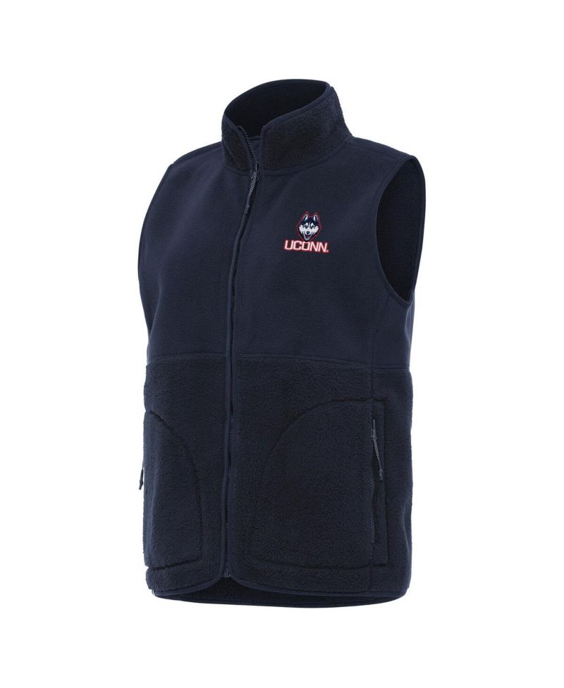 Women's Navy UConn Huskies Nostalgic Full-Zip Vest
