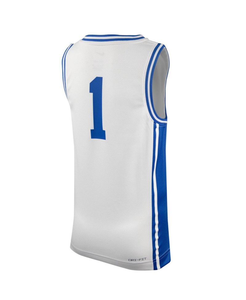 Youth Boys #1 White Duke Blue Devils Icon Replica Basketball Jersey