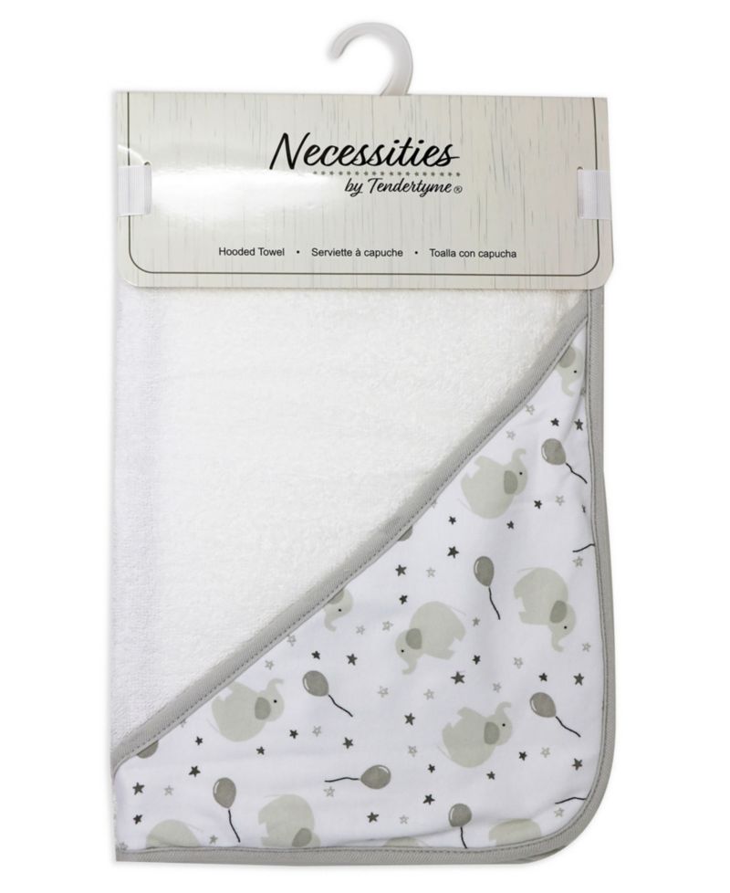 Baby Boys and Baby Girls Elephant and Balloons Hooded Bath Towel and Wash Cloth Set