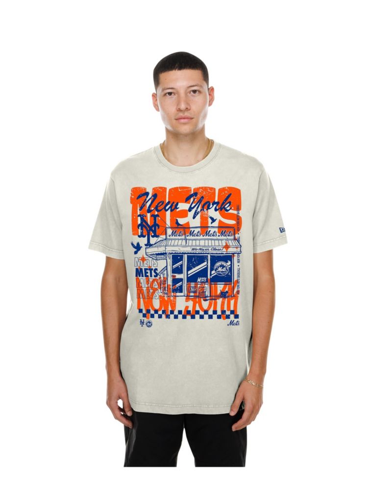 Men's Cream New York Mets Injection Lifestyle Foodie Fashion T-Shirt