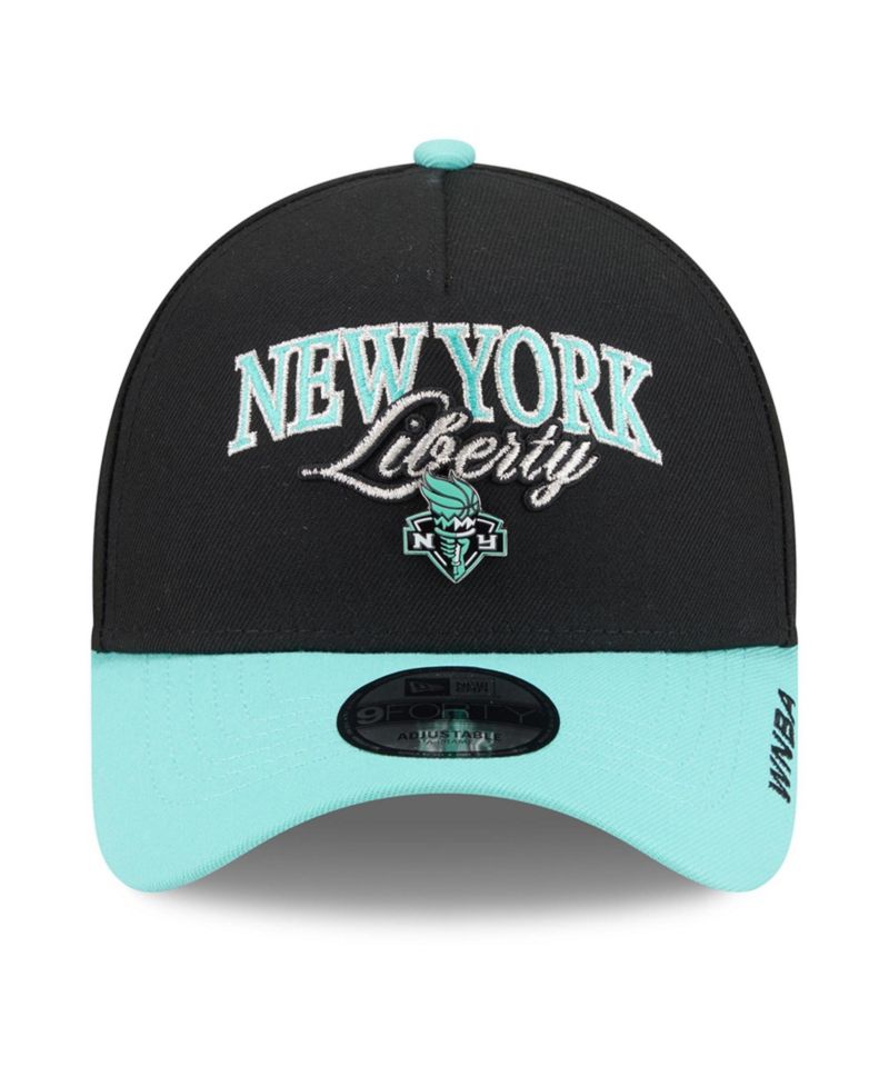 Men's and Women's Black/Mint New York Liberty WNBA Tip-Off 2026 Metal Badge A-Frame 9FORTY Adjustable Hat
