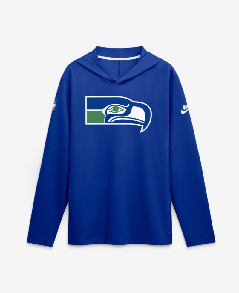 Men's Royal Seattle Seahawks Sideline Dri-FIT Long Sleeve Hooded T-Shirt