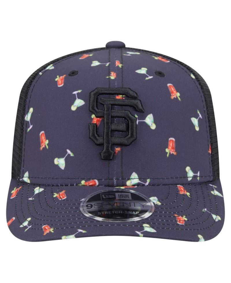 Men's Black San Francisco Giants Adventure Drinks Pattern 9SEVENTY Stretch-Snap Hat