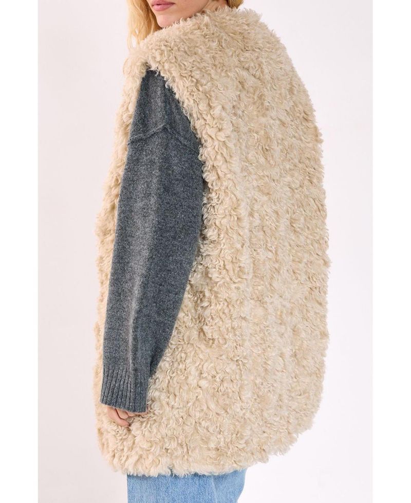 Women's Curly Faux Fur Borg Gilet