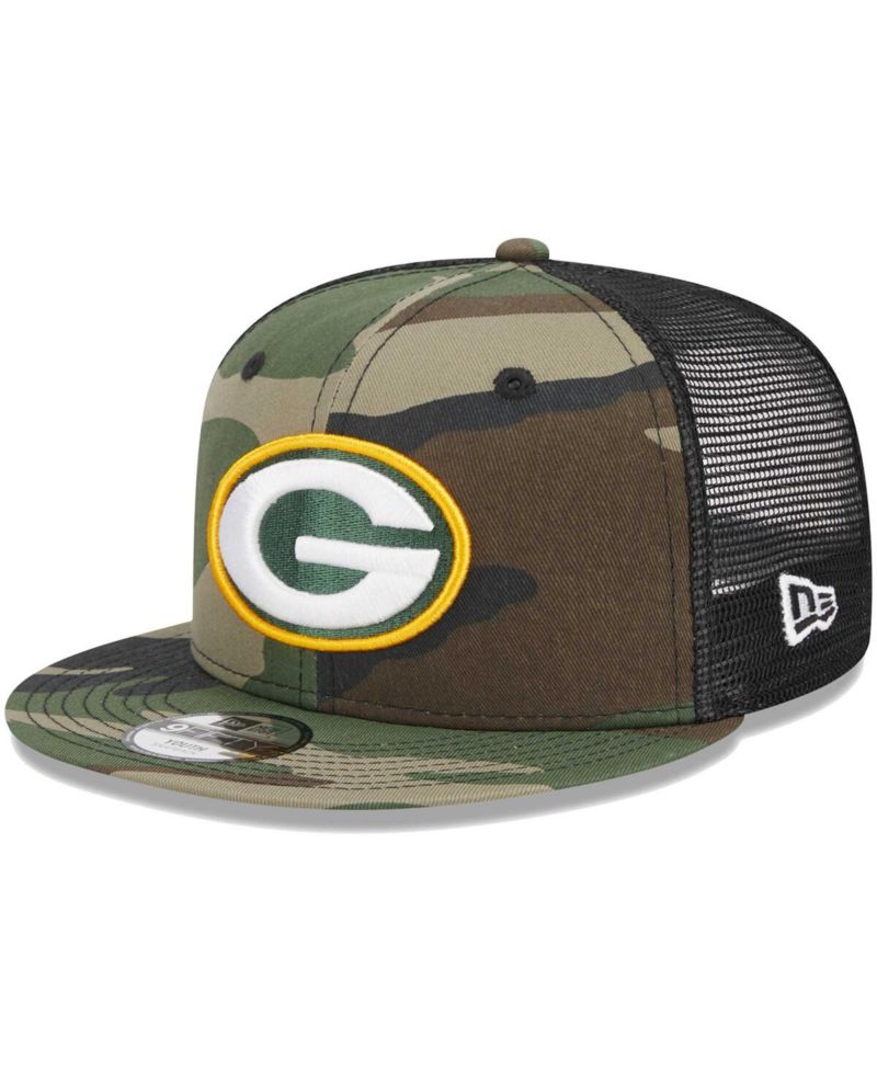 Big Boys and Girls Camo Green Bay Packers Main Trucker 9FIFTY Snapback Hat