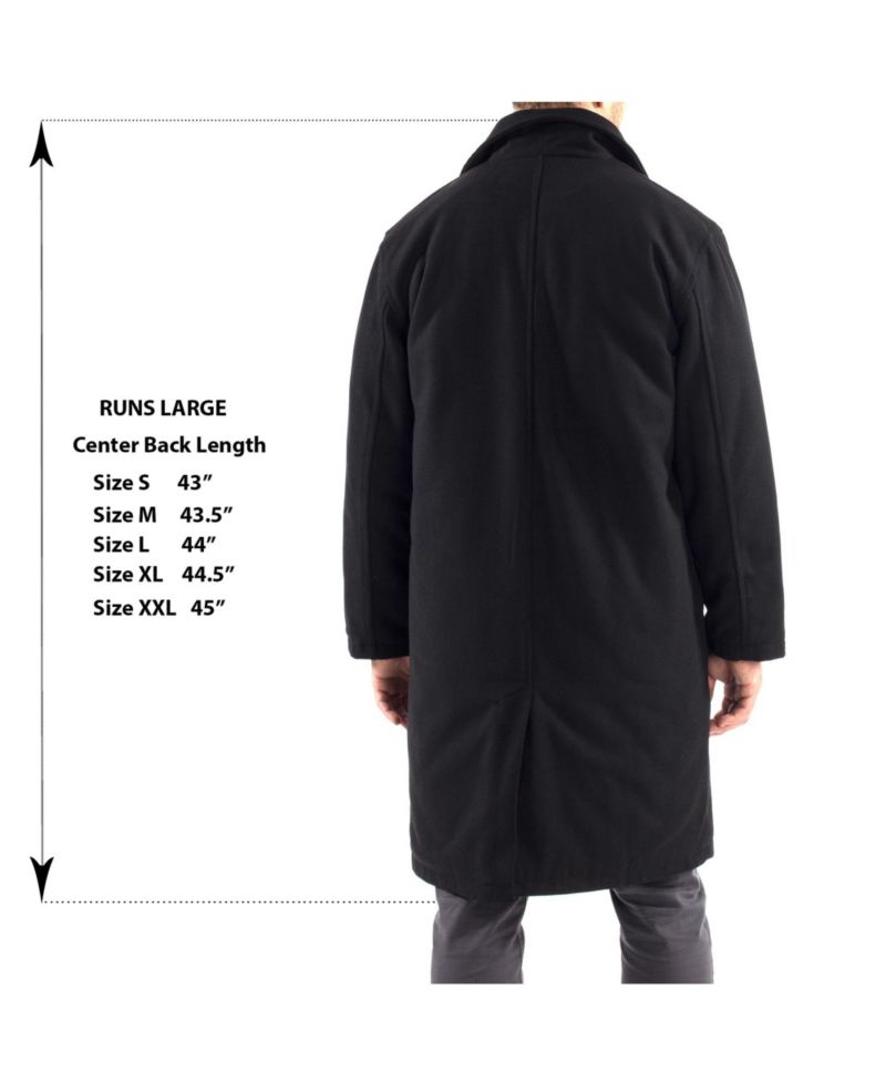 Men's Zach Men s Wool Blend Overcoat - Knee-Length Trench Coat, Runs Large for Layering Over Suits or Sweaters