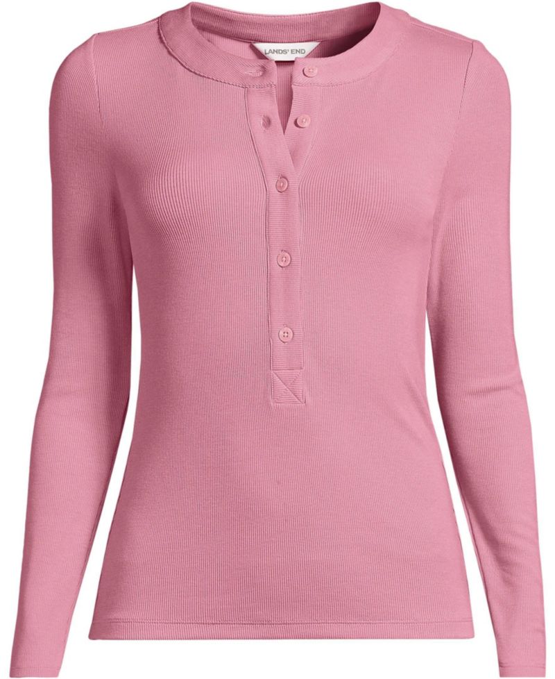 Women's Drapey Rib Fitted Long Sleeve Henley T-Shirt
