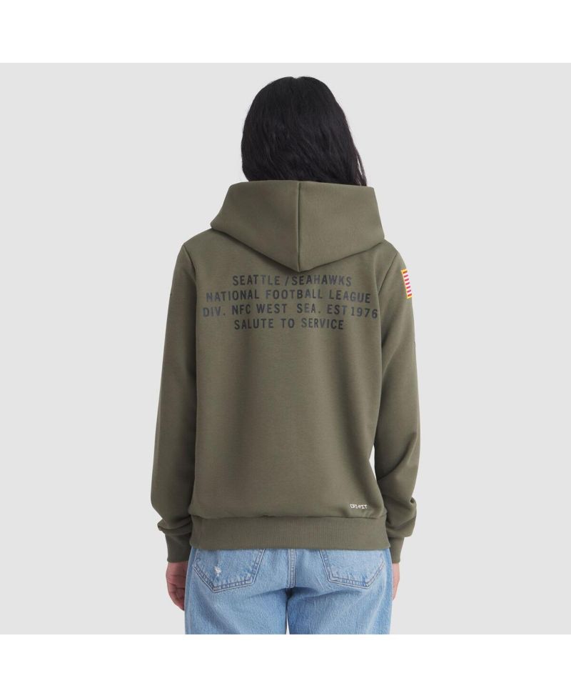 Women's Olive Seattle Seahawks 2025 Salute to Service Sideline Standard Issue Dri-FIT Hoodie