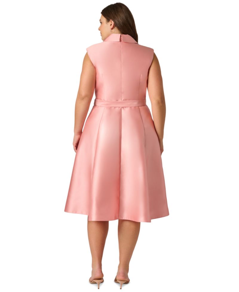 Plus Size Lapel Mikado Knee-Length Dress