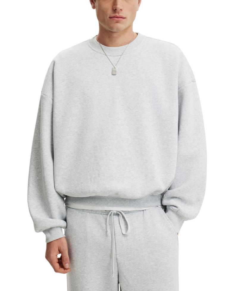 Men's Oversized Cotton-Blend Crew Sweater
