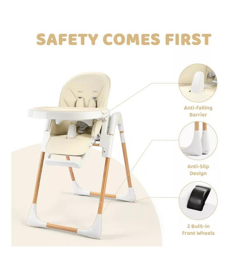 BabyKinder King Convertible Baby High Chair with Wood Grain Removable Double Tray and Easy Clean Design
