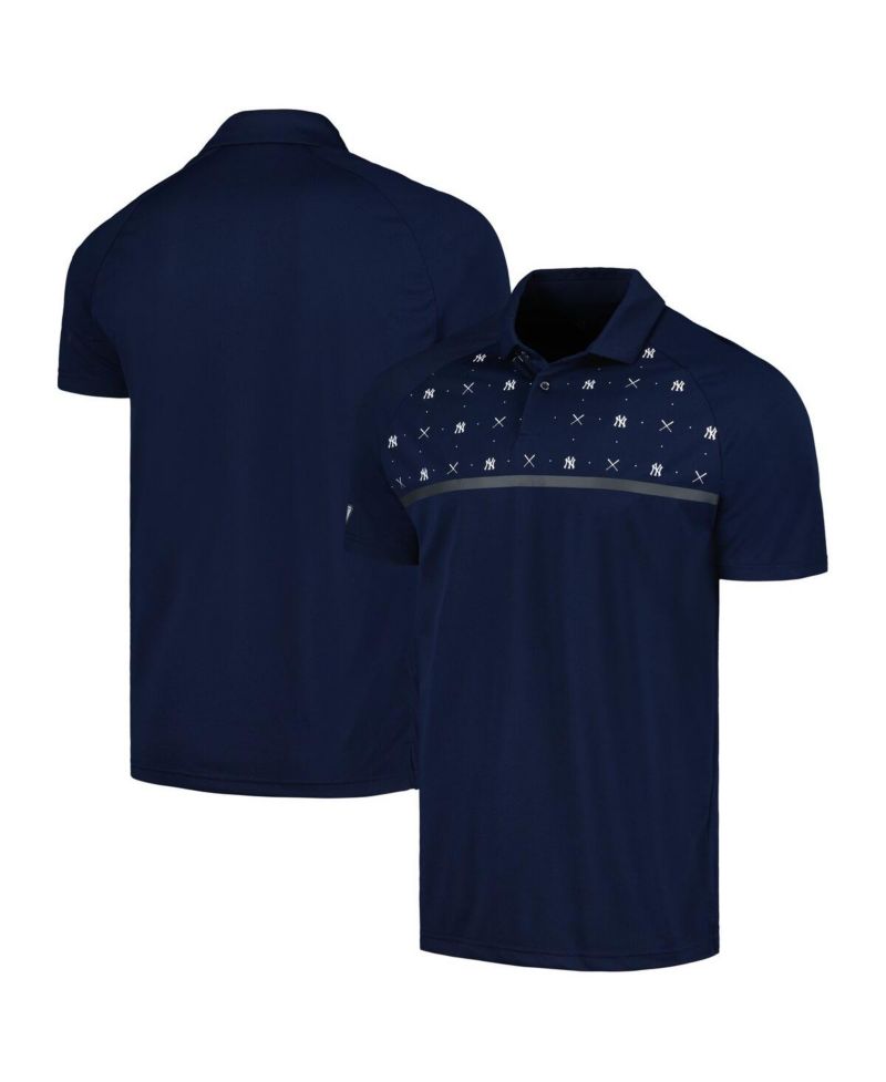 Men's Navy New York Yankees Sector Batter Up Raglan Polo Shirt