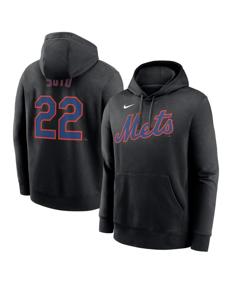 Men's Juan Soto Black New York Mets Player Name & Number Club Fleece Pullover Hoodie