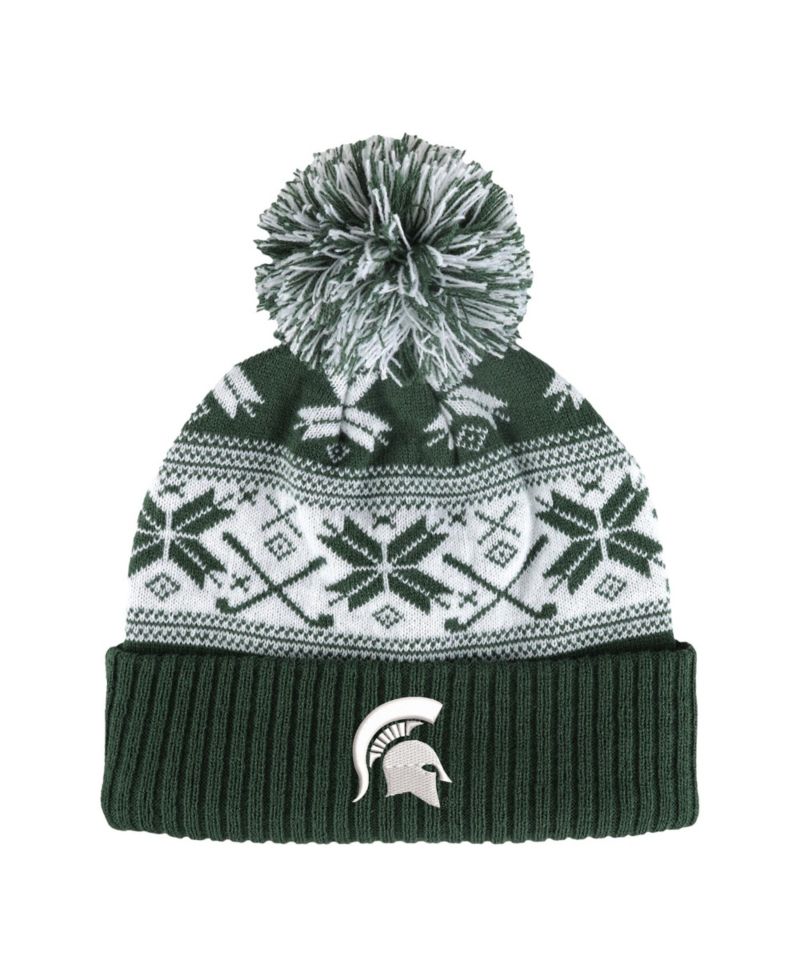 Men's and Women's Green Michigan State Spartans Cuffed Knit Hat with Pom