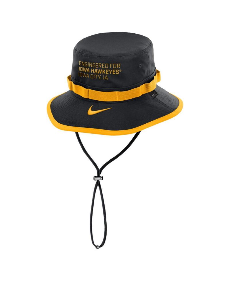 Men's Black Iowa Hawkeyes 2025 Sideline Apex Boonie Performance Bucket Hat
