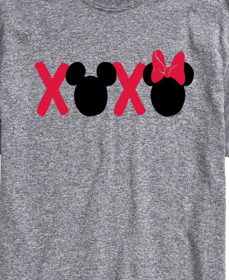 Men's Disney Mickey Minnie Heads Xoxo Printed Short-Sleeve Graphic T-Shirt
