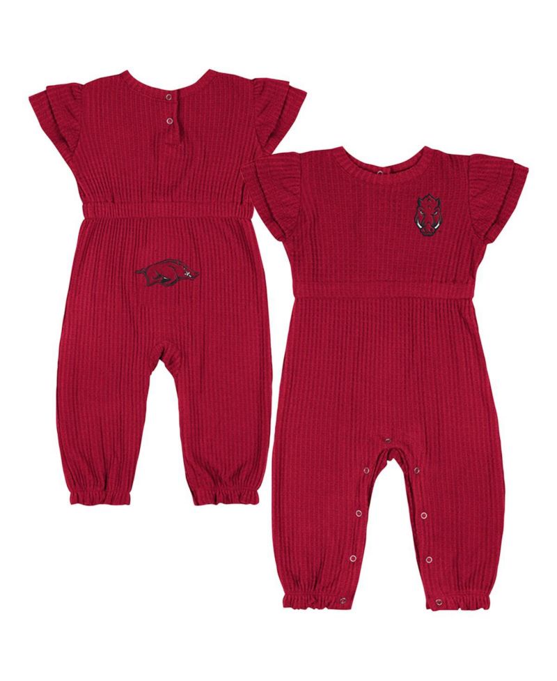 Baby Boys and Girls Cardinal Arkansas Razorbacks Beautopia Waffle Knit Romper