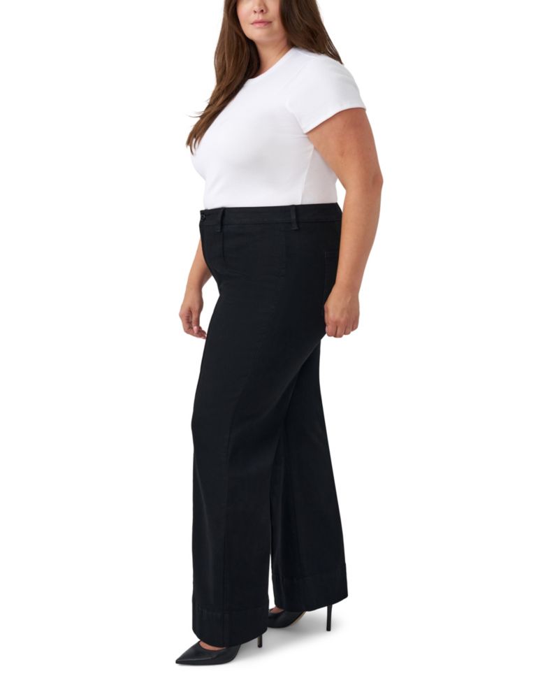 Plus Size High-Waisted Wide-Leg Pintuck Jeans