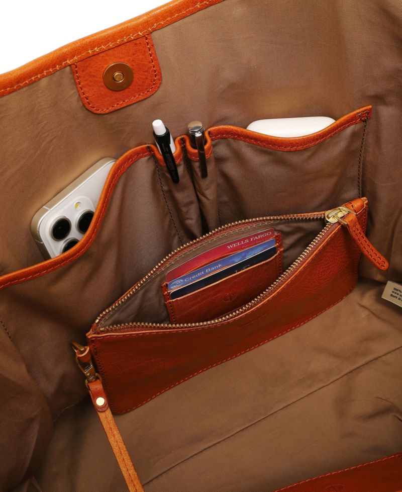 Iris Large Leather Carryall Tote Handbag