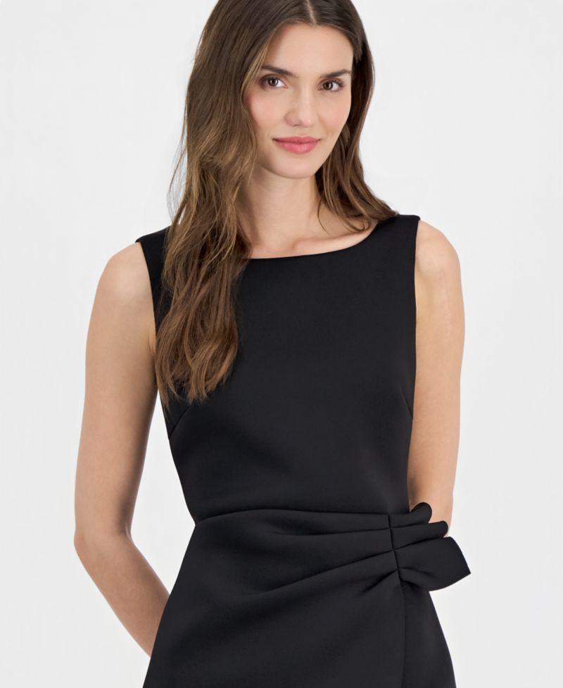 Women's Sleeveless Overlay Scuba Sheath Dress