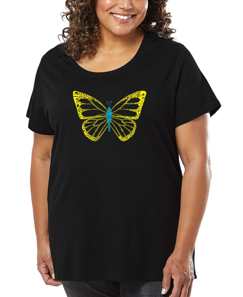Plus Size Butterfly Word Art T-Shirt
