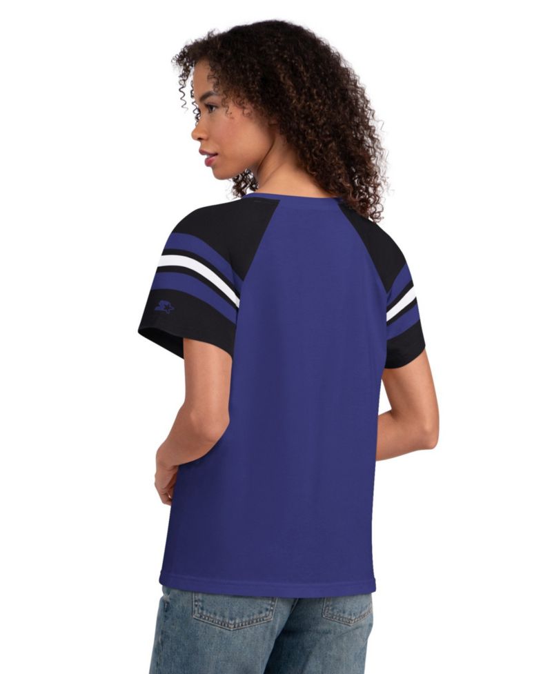 Women's Baltimore Ravens Game On Notch Neck Raglan Sleeves T-Shirt