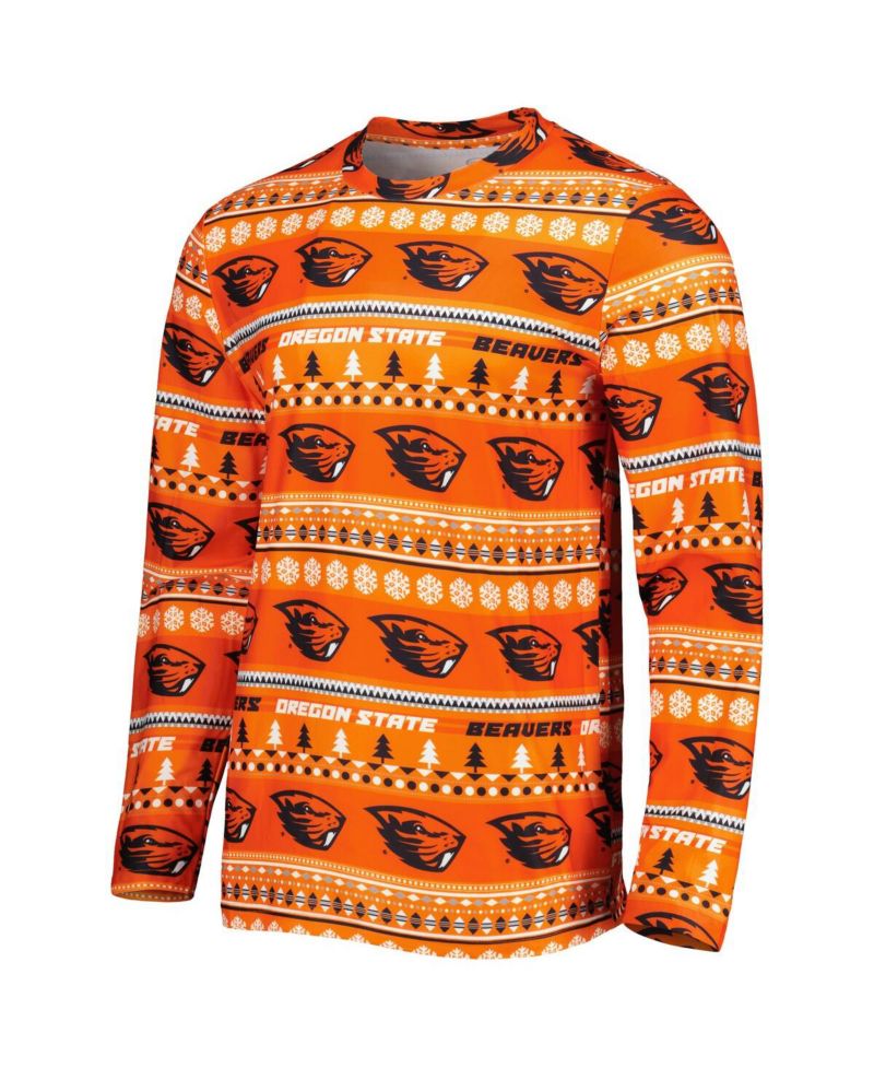 Men's Orange Oregon State Beavers Swivel Long Sleeve T-shirt and Pants Sleep Set
