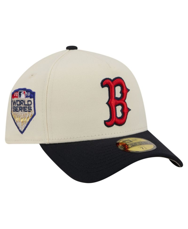 Men's Cream Boston Red Sox Chrome A-Frame 59FORTY Fitted Hat