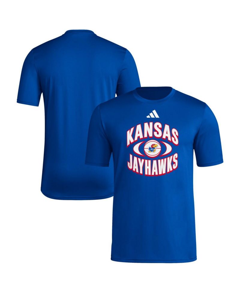 Men's Royal Kansas Jayhawks Basketball On Court Orbit Pregame T-Shirt