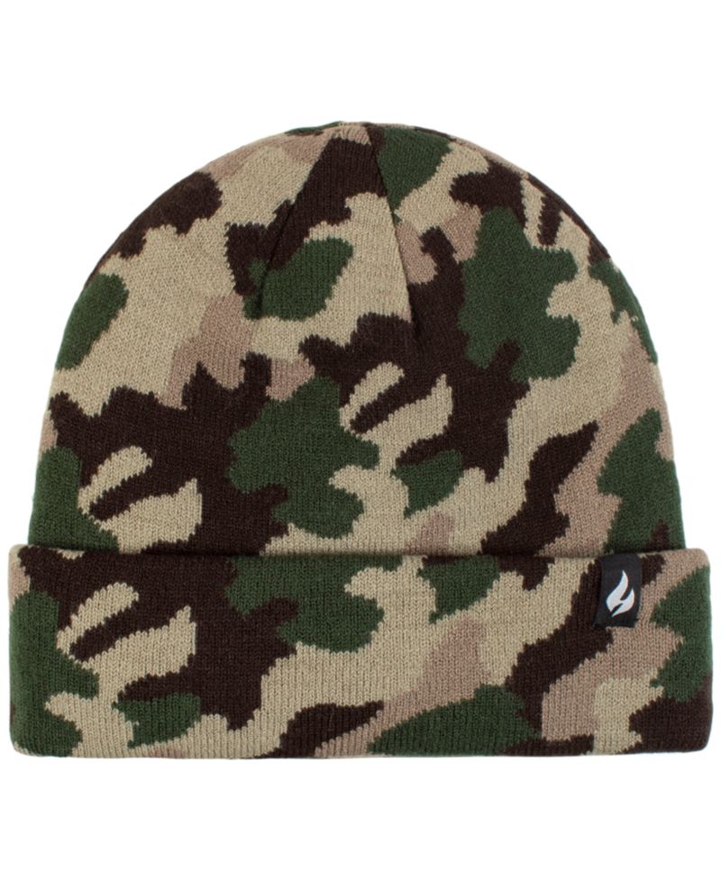 Boys' 8-16 Gavin Camouflage Knit Roll Up Hat