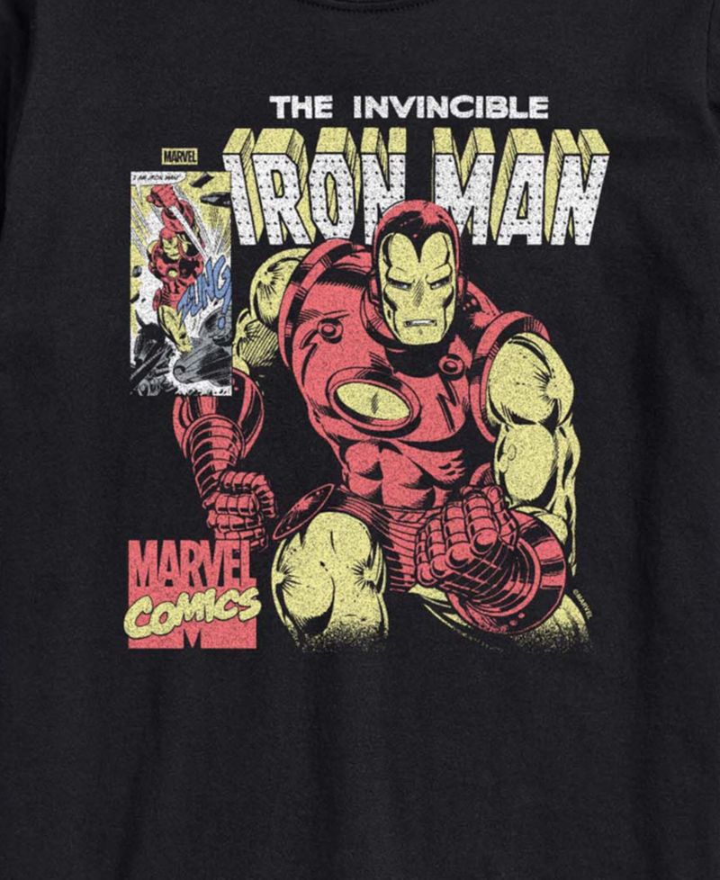 Men's Iron Man Vintage Faded Comic Short-Sleeve Graphic T-Shirt