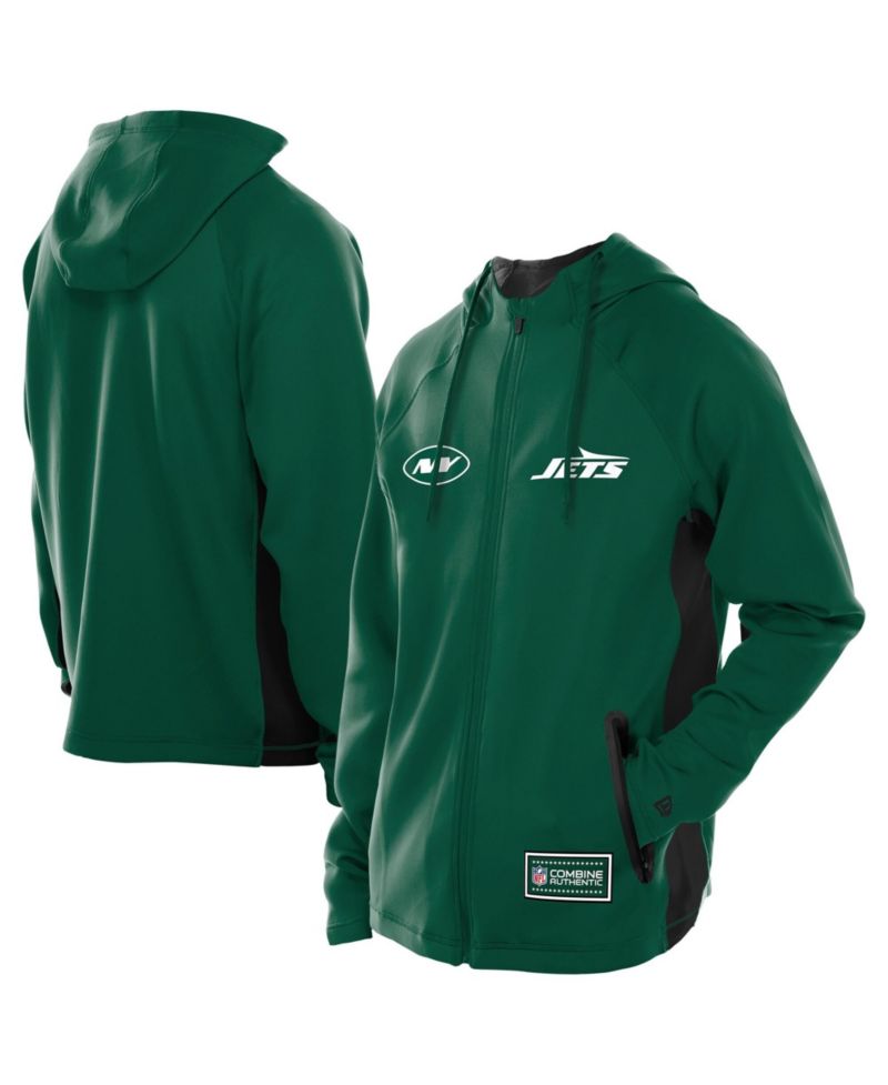 Men's Green New York Jets Combine Authentic Raglan Scuba Full-Zip Hoodie