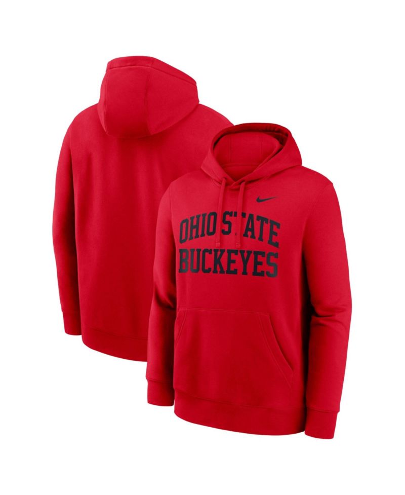 Men's Scarlet Ohio State Buckeyes Primetime Arched Club Fleece Pullover Hoodie
