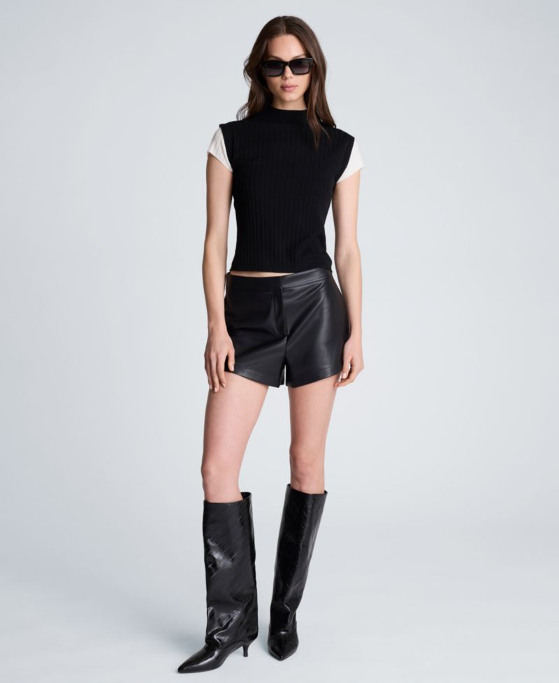 Women's Faux Leather Fly Front Shorts