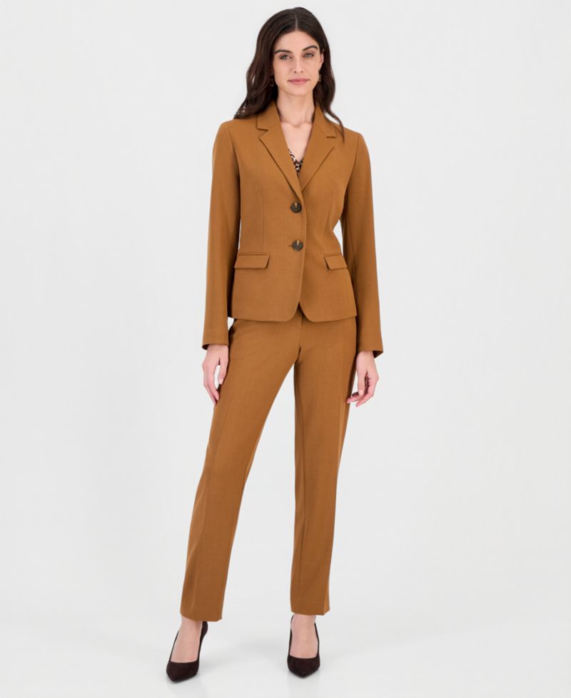 Women's Ava Mid-Rise Straight-Leg Stretch Crepe Pants