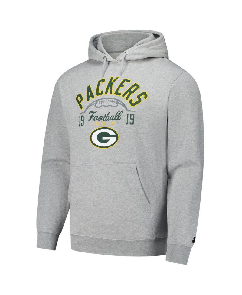 Men's Heather Gray Green Bay Packers Pullover Hoodie