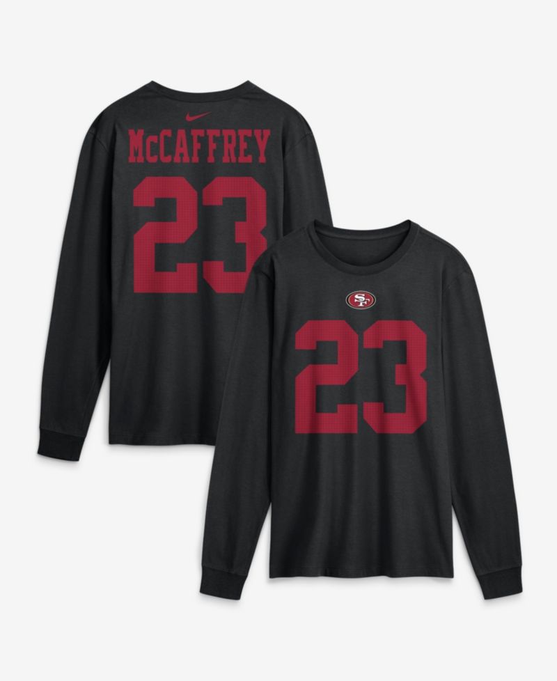 Men's Christian McCaffrey San Francisco 49ers Name & Number Long Sleeve Crew Neck T-Shirt
