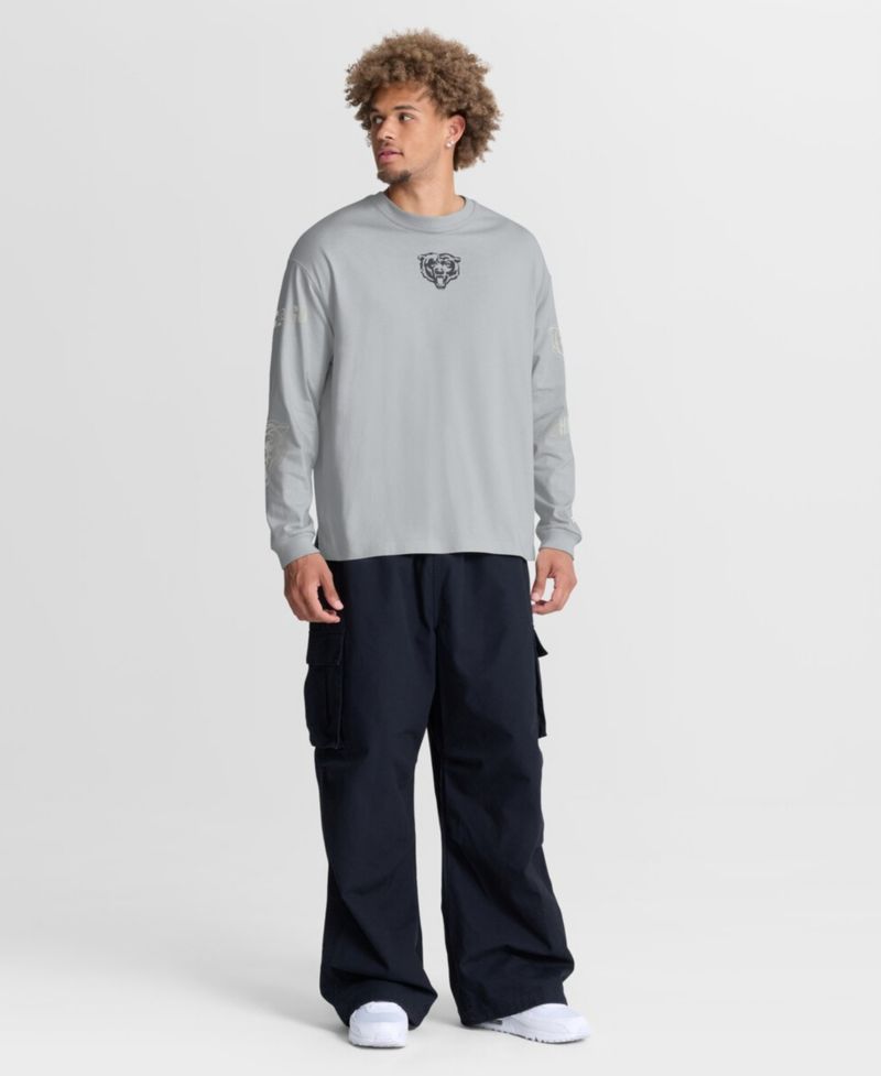 Men's Gray Chicago Bears Oversized Type Play Long Sleeve T-Shirt