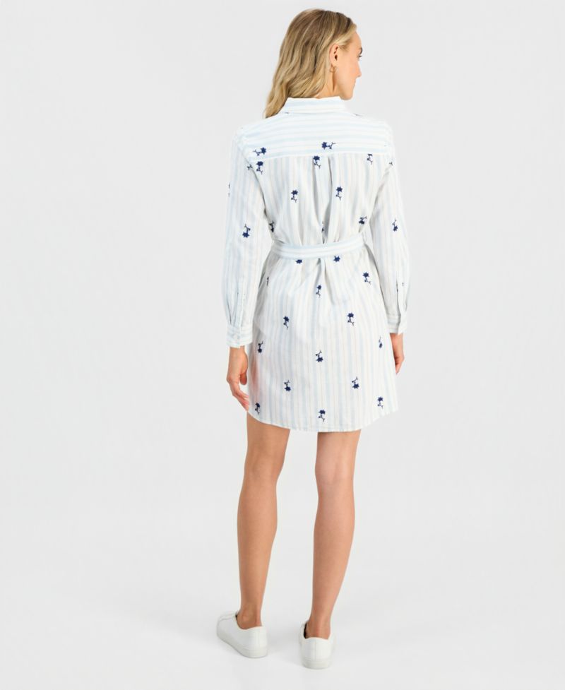Women's Printed Roll-Sleeve Shirtdress