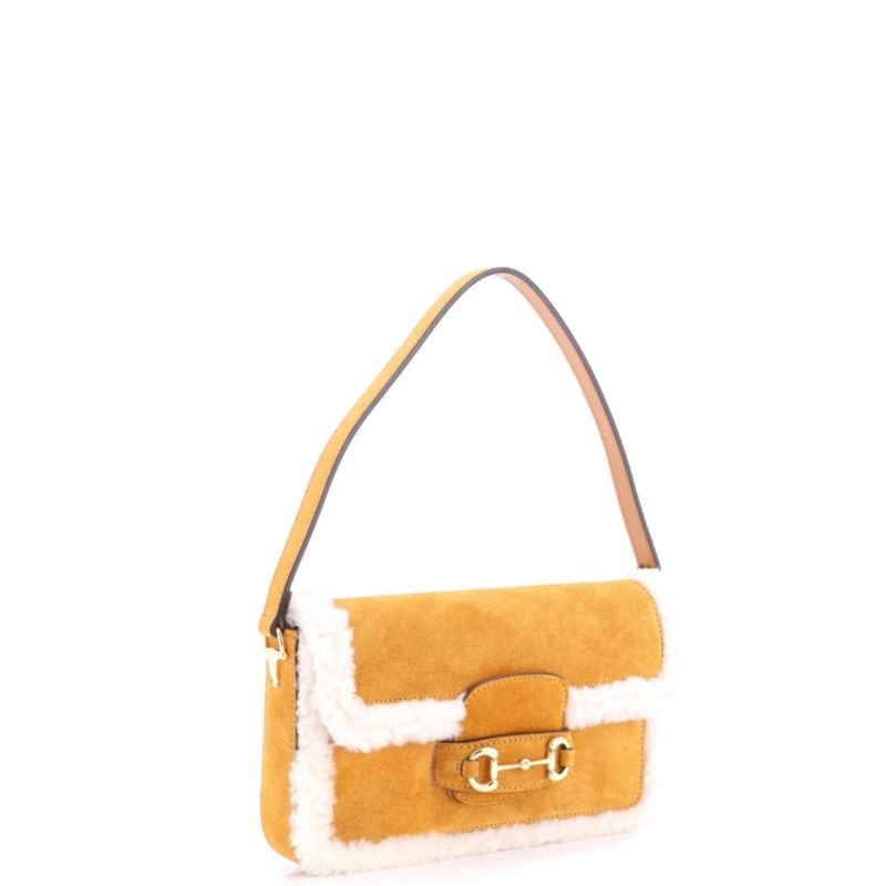 Mini Horsebit 1955 Shoulder Bag Suede with Shearling