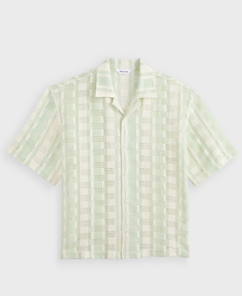 Men's Two-Tone Textured Camp Shirt