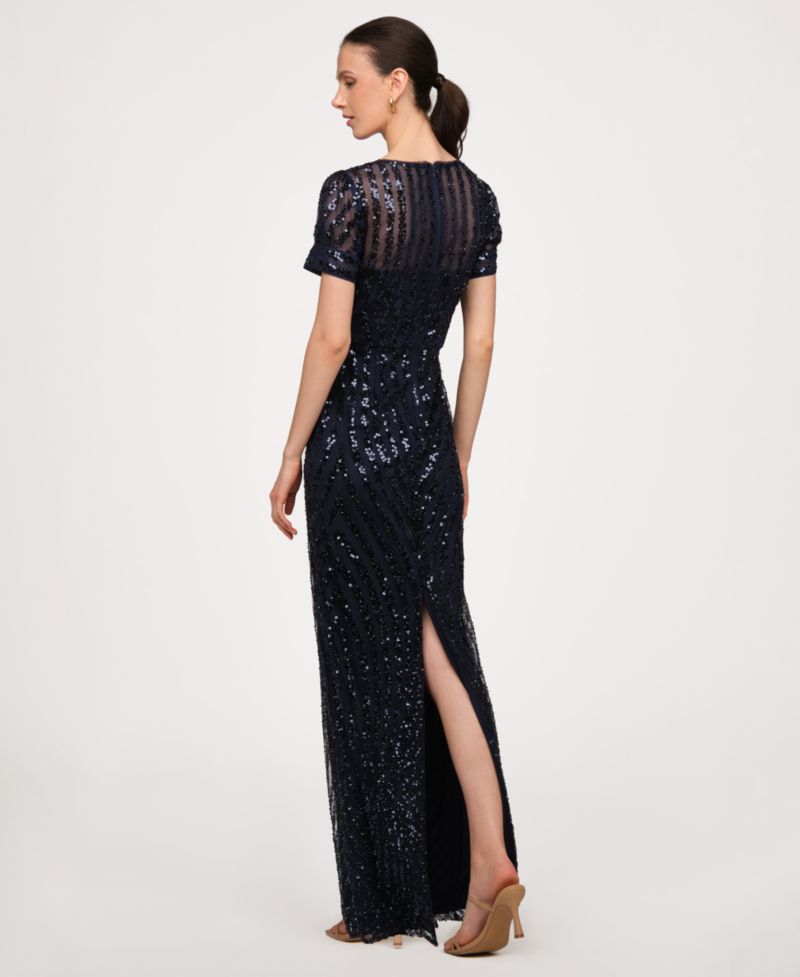 Women's Jewel Neck Column Gown Dress