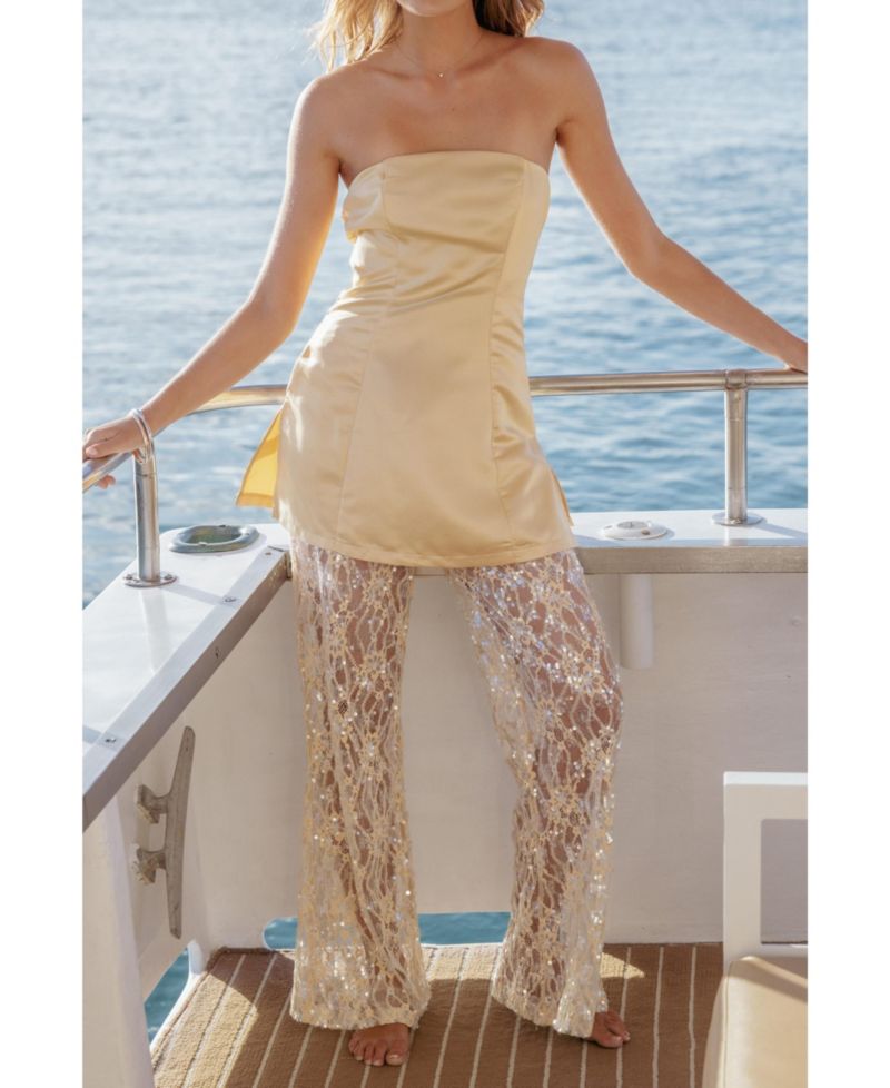 Women's Oxley Strapless Wide-Leg Satin Jumpsuit