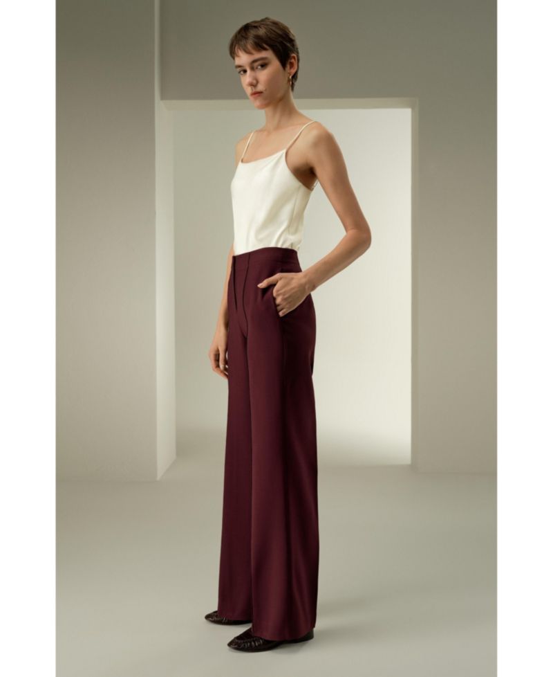 Women's Silk-Wool Twill Flare Pants