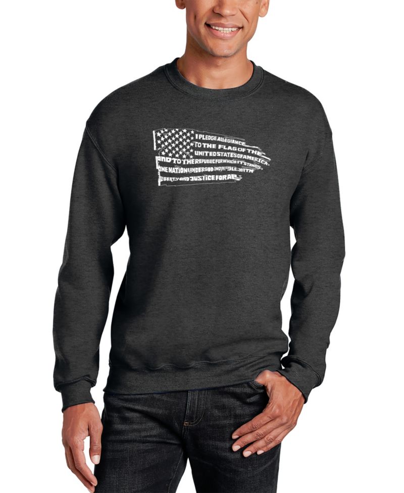 Men's Pledge of Allegiance Flag Word Art Crewneck Sweatshirt