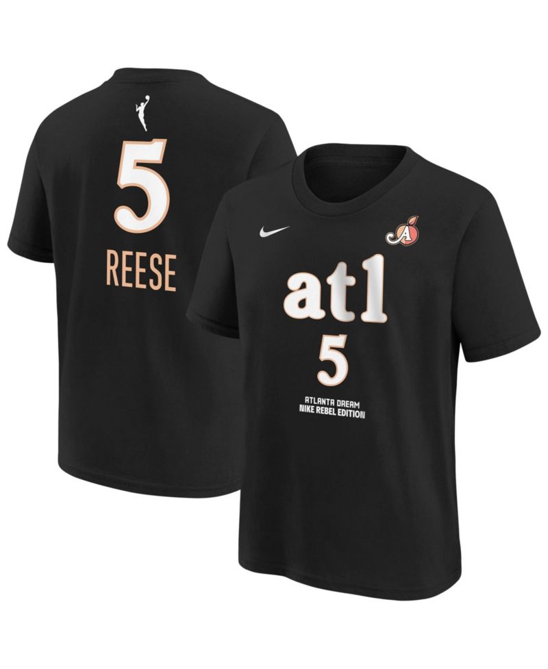 Big Boys and Girls Angel Reese Black Atlanta Dream Rebel Edition Name & Number T-Shirt