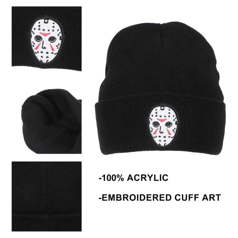 Men's Jason Mask Embroidery On Acrylic Knit Standard Cuff Beanie