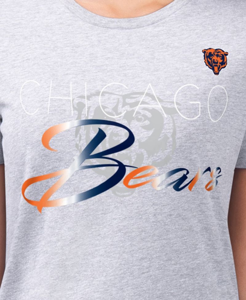 Women's Gray Chicago Bears Super-Slim Fit Lightweight Shadow Logo T-Shirt