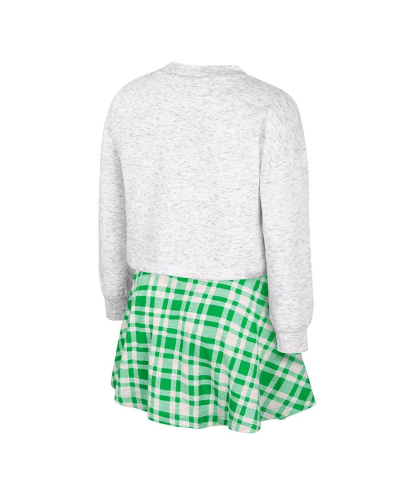 Big Girls White Oregon Ducks Marceline Plaid Skirt and Top Set