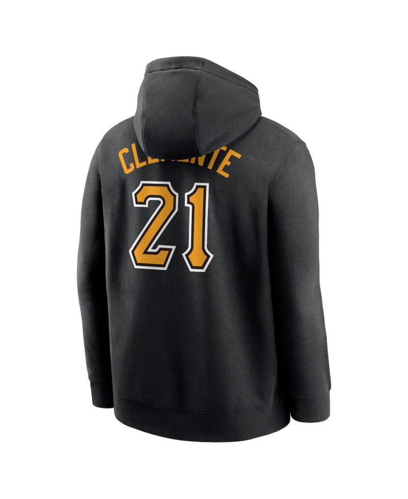 Men's Roberto Clemente Black Pittsburgh Pirates Player Name & Number Club Pullover Hoodie